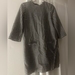 Sezane Black and White Checkered Midi Dress